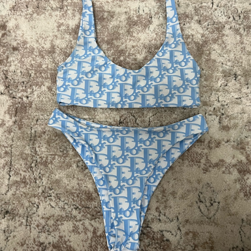 Blue and White Bikini